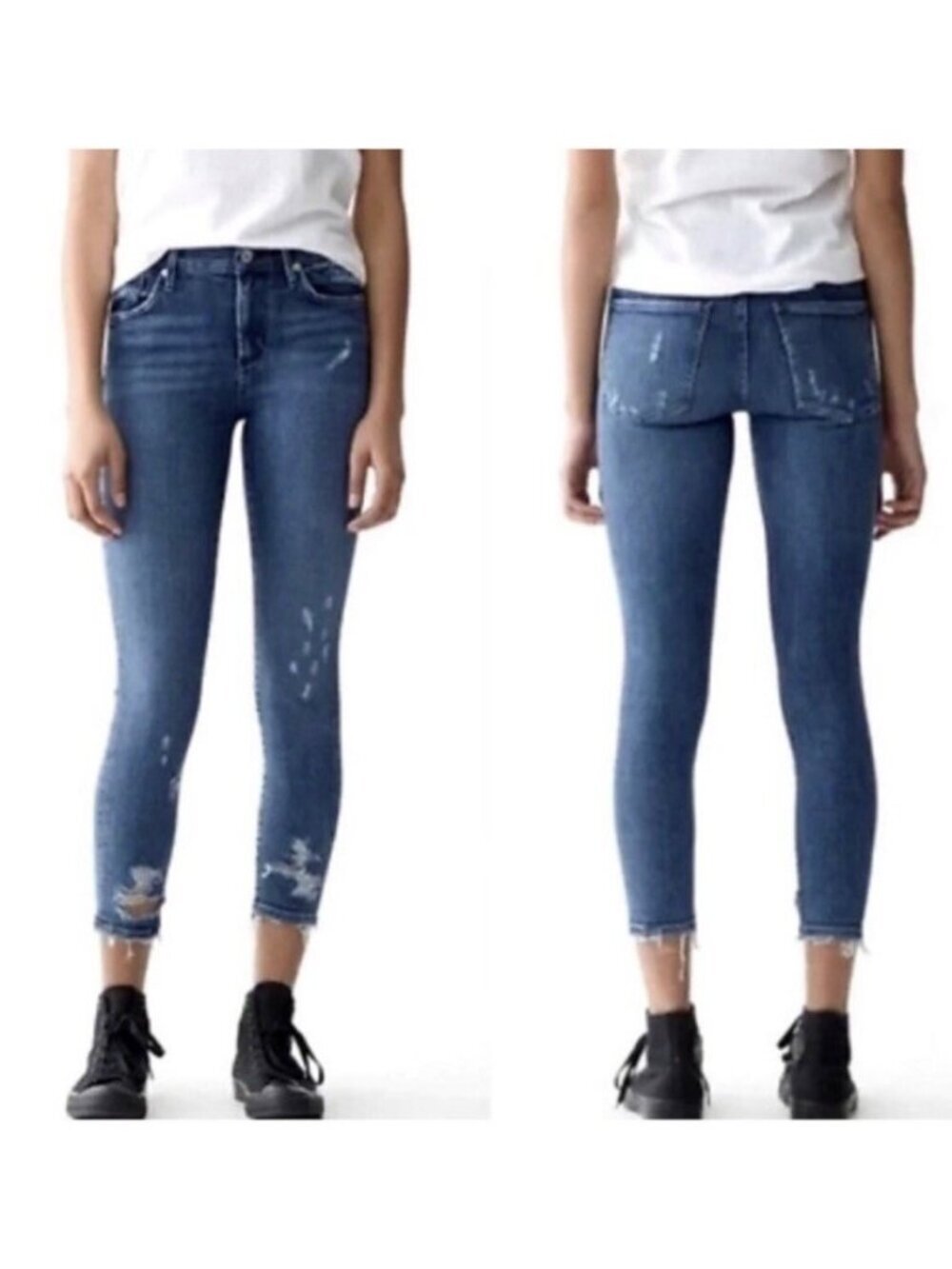 Agolde Women's Sz 26 Sophie Crop Mid Rise Wash Distressed Jeans Style A018 B-843